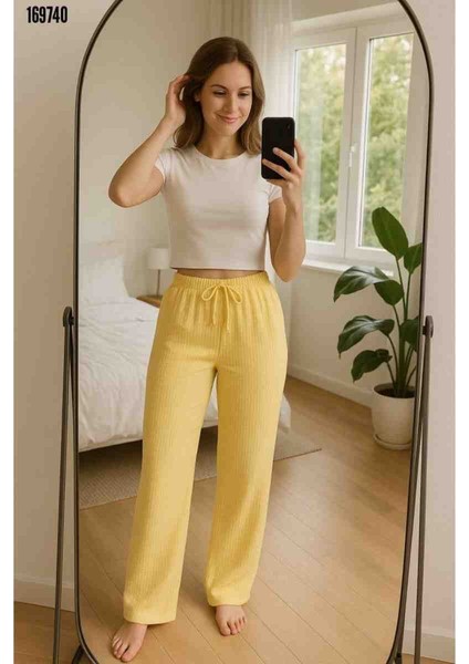 Kadın Beli Lastikli Bol Paça Pantolon, Kırmızı Gül Figürlü Kolye Hediye modelleri