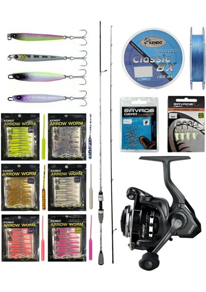 Yekoutdoor Arrow Worm Lrf Seti Kendo Kenshi Pro 2.10M 1-7 gr Olta Kamışı&okuma Acuador ACU-2500A 3+1bb Olta Makinesi