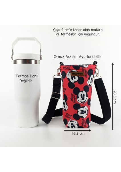 Woody Cord 1 Litrelik Matara Kılıfı Su Şişesi Taşıma Çantası Water Bottle Bag Mickey Mause fiyatları