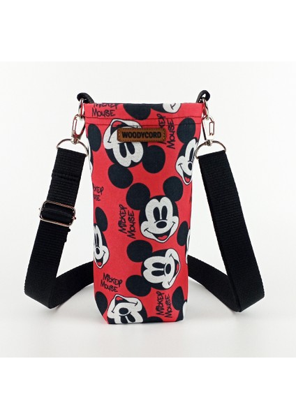 Woody Cord 1 Litrelik Matara Kılıfı Su Şişesi Taşıma Çantası Water Bottle Bag Mickey Mause modelleri