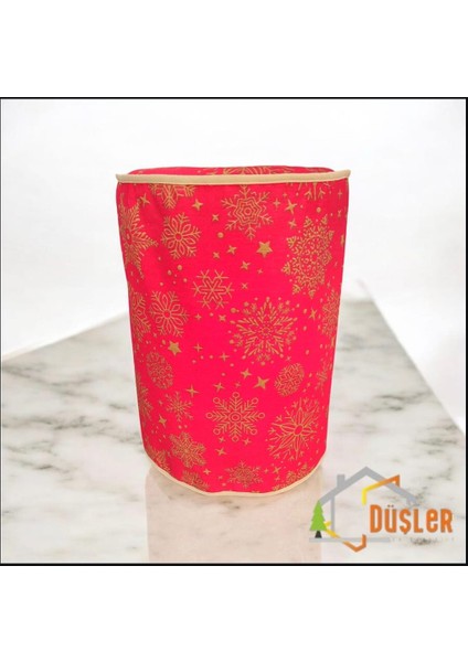 Snowy Kırmızı Yeniyıl Yaldızlı Kar Tanesi Desenli Damacana Kılıfı Sebil Koruma Saklama Örtüsü modelleri