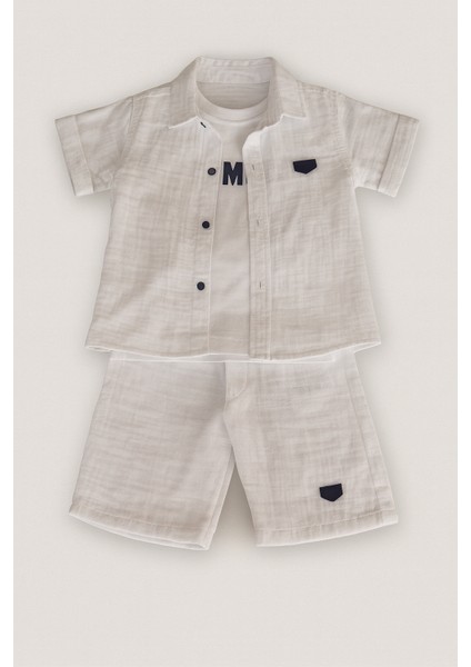 Gömlek Tişört ve Şort Kombin 3' Lü Takımunlimited