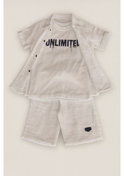 Gömlek Tişört ve Şort Kombin 3' Lü Takımunlimited fiyatları