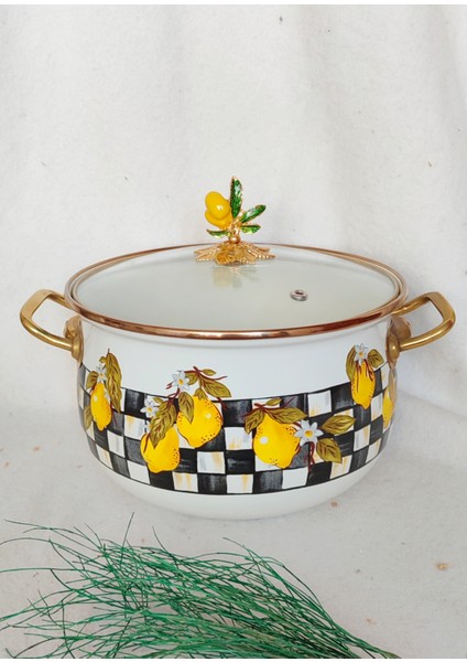 Limon 4 Litre Emaye Tencere Süt Yoğurt Güveç Çorba Tenceresi cam kapak 22 cm çap fiyatları