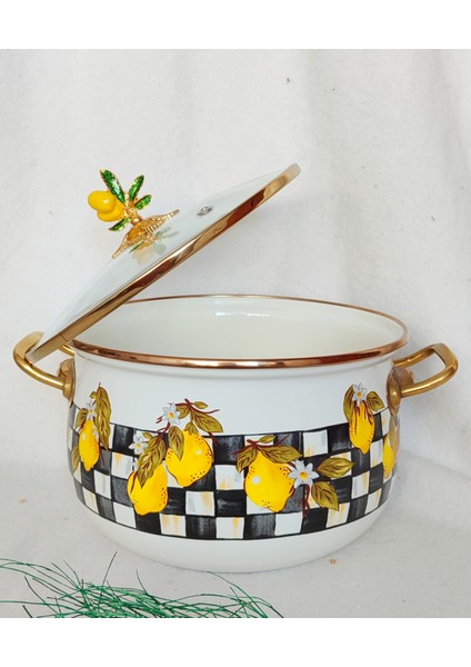 Limon 4 Litre Emaye Tencere Süt Yoğurt Güveç Çorba Tenceresi cam kapak 22 cm çap modelleri