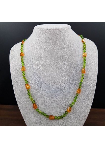 Uzun Yeşil Renk Damla Kehribar Kolye