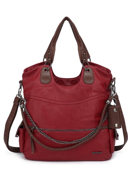 Barcelona Spor Bohem Tarzı Geniş ve Büyük Uzun Askılı Omuz Çantası 1582 Bordo