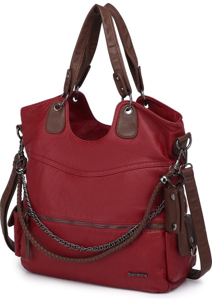 Barcelona Spor Bohem Tarzı Geniş ve Büyük Uzun Askılı Omuz Çantası 1582 Bordo fiyatları