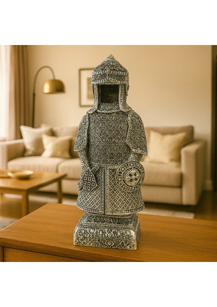 Allah'ın 99 Ismi Yazılı Gald Gümüş Zırhlı Savaşçı Biblo 23X10 modelleri