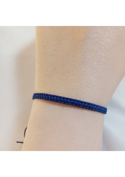 Lacivert Makrome Bileklik - Sörfçü Bileklik - Unisex El Yapımı Makrome Asansörlü Ayarlanabilir Hediyelik - Ip Bileklik - Makrome Bileklik - Örgü Bileklik - Lacivert Bileklik