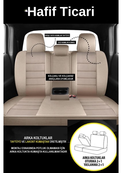 Nissan X-Trail 2007-2014 – Ticari Araç 2+1 Uyumlu Başak Serisi Koltuk Kılıfı – Bej Kolay Montaj modelleri