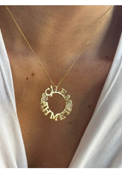 925 Gümüş | Isim - Tarih Çemberi Istediğini Yazdır Kolye