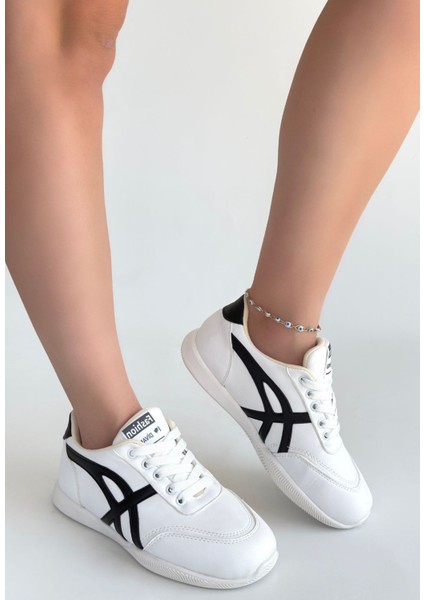 Zlay Beyza Cilt Siyah Detaylı Bağcıklı Spor Ayakkabı modelleri