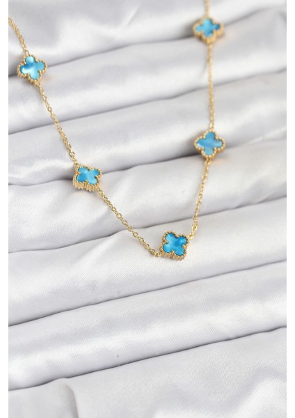 Zarif Kadın Için Golden Çelik Buz Mavisi Baby Boy Yonca Zincir Kolye fiyatları
