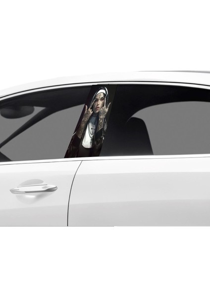 Araç Kapı Direk Kaplama Folyosu Rahibe Desenli (Sağ Sol Takim) (2 Adet) - 22X50 cm