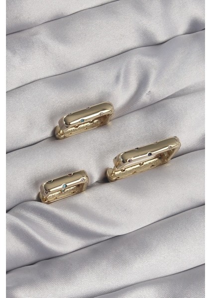 Pirinç Gold Renk Renkli Zirkon Taşlı Kare Model Küpe Seti fiyatları