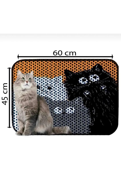 Elekli Tuvalet Önü Desenli Kedi Kumu Paspası | 45 x 60 cm | Kum Toplayıcı Kedi Halısı fiyatları