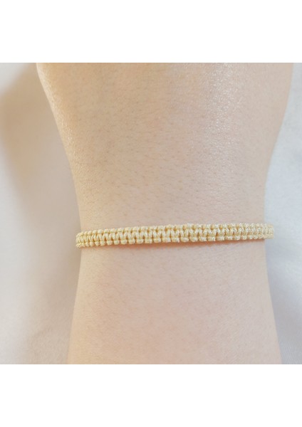 Krem Makrome Bileklik - Sörfçü Bileklik - Unisex El Yapımı Makrome Asansörlü Ayarlanabilir Hediyelik - Ip Bileklik - Makrome Bileklik - Örgü Bileklik - Krem Bileklik