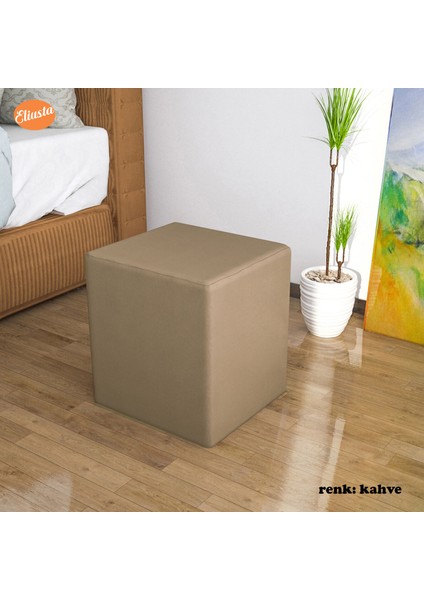 Kare Puf Tabure Ahsap Iskeletli Kumas Tabure modelleri