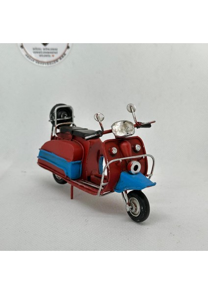 El Yapımı Bordo Mavi Mini Vespa Metal Motosiklet Biblo – Koleksiyonluk Retro Figür & Dekoratif Obje
