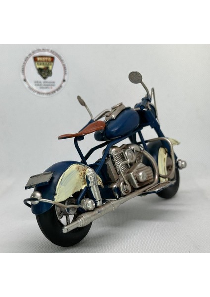 El Yapımı Mavi & Krem Cafe Racer Metal Motosiklet Biblosu – Deri Koltuk Görünümlü modelleri