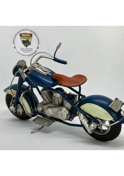 El Yapımı Mavi & Krem Cafe Racer Metal Motosiklet Biblosu – Deri Koltuk Görünümlü indirimleri