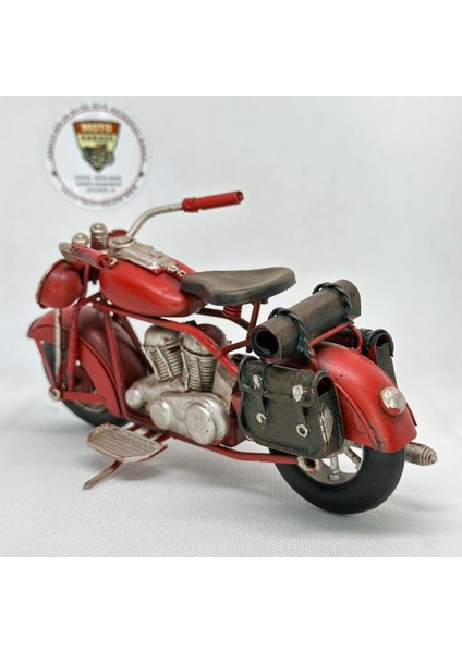 El Yapımı Kırmızı Yan Çantalı Cruiser Metal Motosiklet Biblosu – Retro Figür & Dekoratif Obje indirimleri