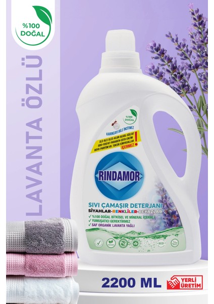 %100 Doğal Bitkisel Tüm Renkler Sıvı Çamaşır Deterjanı Organik Lavanta Yağlı-Kendinden Yumuşatıcılı