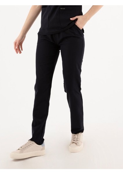 Premium Lycra Tek Alt Siyah Pantolon Hemşire Forması Cerrahi Forma, Scrubs Üniforma(Unisex)