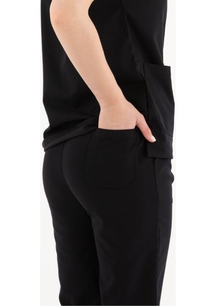 Premium Lycra Tek Alt Siyah Pantolon Hemşire Forması Cerrahi Forma, Scrubs Üniforma(Unisex) fırsatları