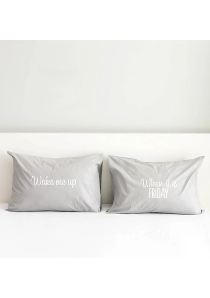 Yazı Baskılı Pamuklu Yastık Kılıfı 2'li Paket 50X70 cm fırsatları