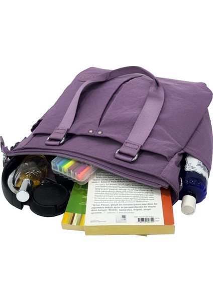 Çok Cepli Kadın Omuz Çantası Orta Boy Günlük HV4000 Mor indirimleri