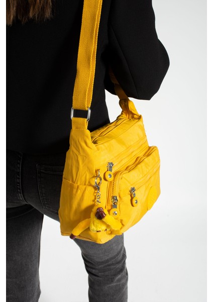 Çok Cepli Çapraz Askılı Kadın Omuz Çantası Orta Boy Günlük HV3010 Hardal fiyatları