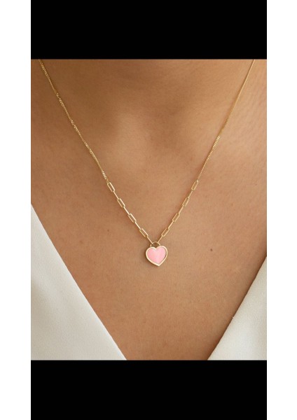 Mineli Kalp Tasarım Kolye 925 Ayar