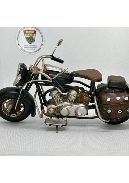 El Yapımı Siyah Chopper Metal Motosiklet Biblosu – Retro Koleksiyonluk Cruiser Figür