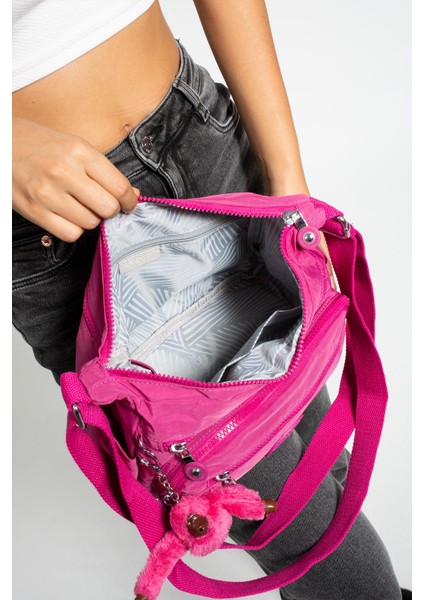 Çok Cepli Çapraz Askılı Kadın Omuz Çantası Orta Boy Günlük HV3010 Fuşya fırsatları