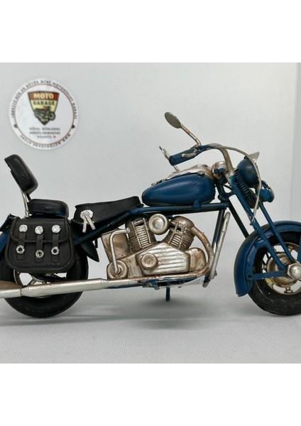 El Yapımı Lacivert & Siyah Sissy Barlı Chopper Metal Motosiklet Biblosu – Retro Cruiser Figür fiyatları