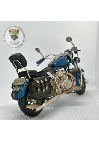 El Yapımı Lacivert & Siyah Sissy Barlı Chopper Metal Motosiklet Biblosu – Retro Cruiser Figür modelleri