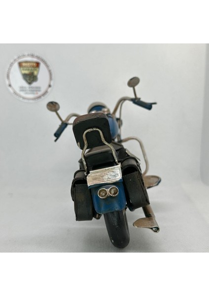 El Yapımı Lacivert & Siyah Sissy Barlı Chopper Metal Motosiklet Biblosu – Retro Cruiser Figür fırsatları