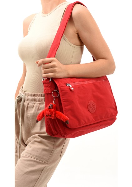 Çok Cepli Çapraz Askılı Kadın Omuz Çantası Orta Boy Günlük HV3031 Kırmızı fiyatları