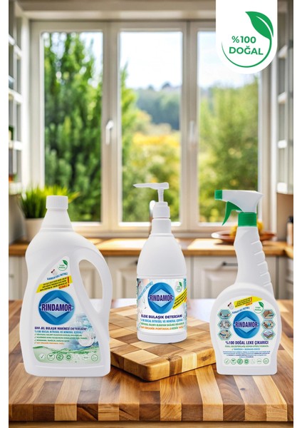 3lü Temizlik Seti-Leke Çıkarıcı-Sıvı Bulaşık Makinesi Deterjanı-Elde Bulaşık Deterjanı
