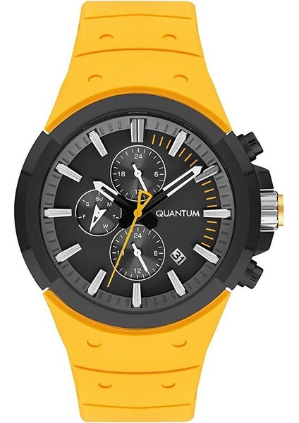 PWG1004.654 Erkek Kol Saati | Sarı Silikon Kordon, Çift Saat Dilimi, Safir Cam