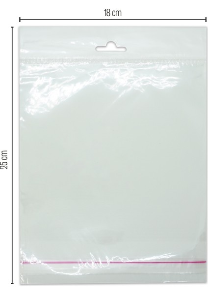 18*25 Sedefli Askılı (Askı Kısmı Beyaz) Bantlı OPP (Parlak-Şeffaf) Jelatin 100 Adet