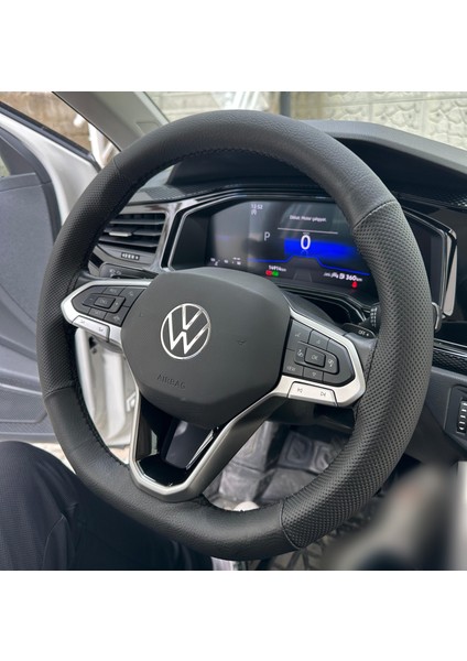 Dikişli Direksiyon Kılıfı Siyah Deri Noktalı Deri Siyah Dikişli Vw Polo Için fiyatları
