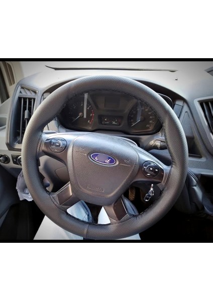 Dikişli Direksiyon Kılıfı Noktalı Deri Siyah Dikişli F.ort Transit 2014-2025 Için