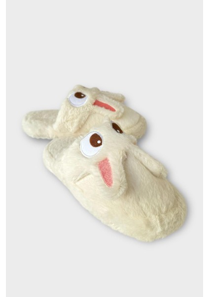 Kadın Kışlıktavşan Figürlü Kaydırmaz Taban Ev Terliği Panduf Beyaz fiyatları