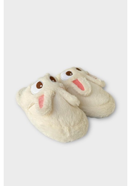 Kadın Kışlıktavşan Figürlü Kaydırmaz Taban Ev Terliği Panduf Beyaz modelleri