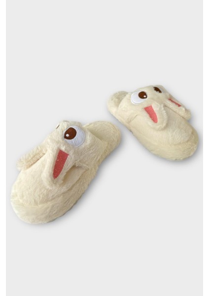 Kadın Kışlıktavşan Figürlü Kaydırmaz Taban Ev Terliği Panduf Beyaz fırsatları