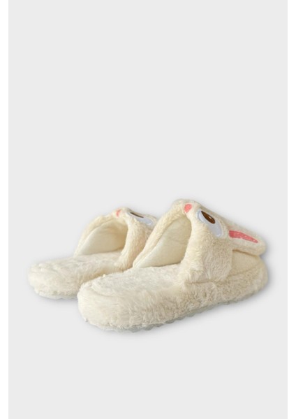 Kadın Kışlıktavşan Figürlü Kaydırmaz Taban Ev Terliği Panduf Beyaz indirimleri