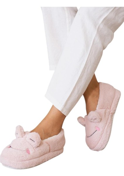 Kışlık Kadın Panduf Ev Ayakkabısı | Kurbağa Figürlü | Kaydırmaz Taban Pudra modelleri